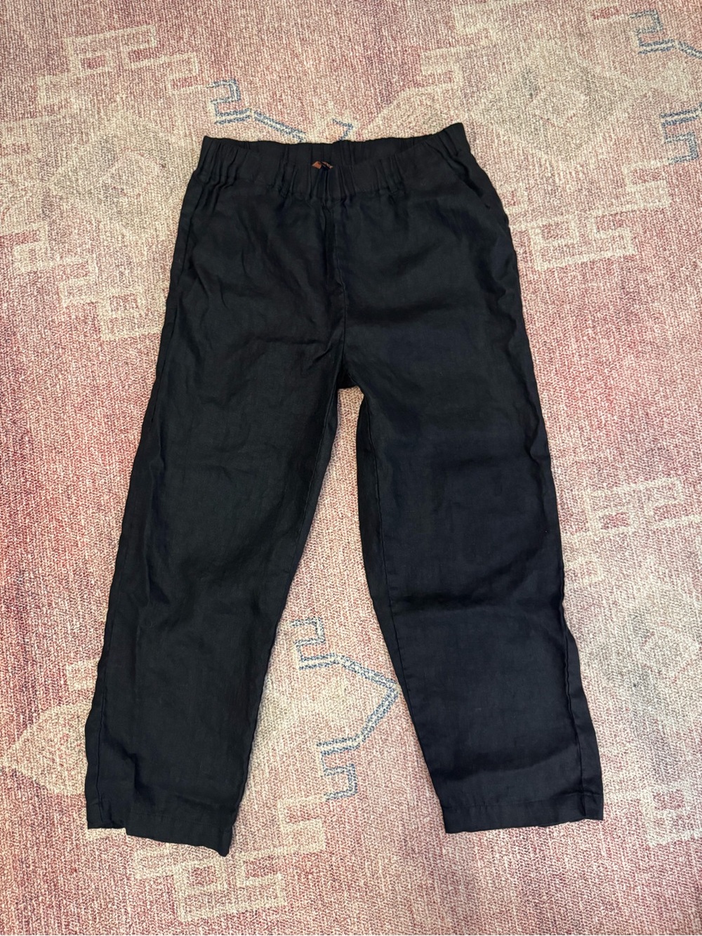 Quince black linen pull on pants size small petite like new